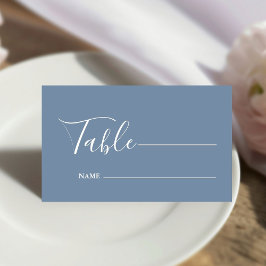 Monogram Minimalistisch Dusty Blue Wedding Platzkarte