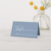 Monogram Minimalistisch Dusty Blue Wedding Platzkarte (Vorderseite)