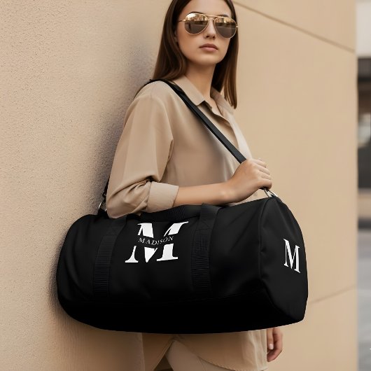 Monogram Minimalistisch EleganBlack Duffle Bag
