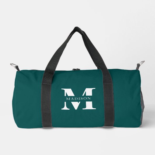 Monogram Minimalistisch Elegant Aquamarin Duffle Bag (Vorderseite)