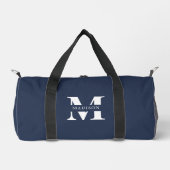 Monogram Minimalistisch Elegant Navy Blue Duffle Bag (Vorderseite)