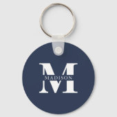 Monogram Minimalistisch Elegant Navy Blue Schlüsselanhänger (Vorderseite)