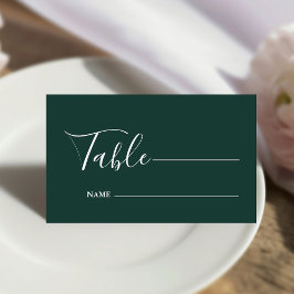 Monogram Minimalistisch Emerald Green Wedding Platzkarte
