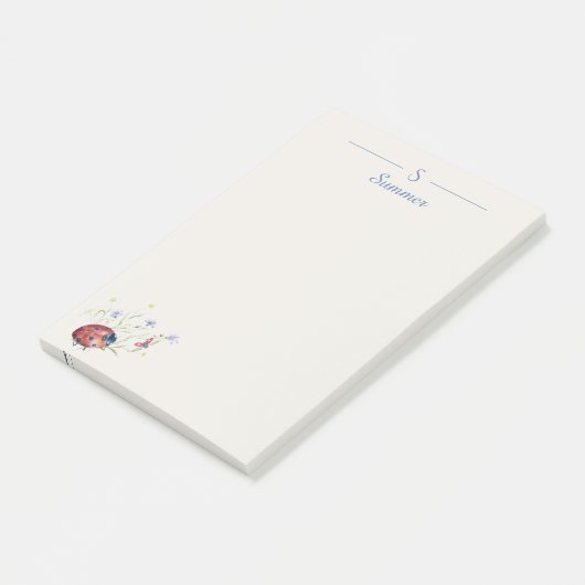 Monogram Minimalistisch Ladybug Botanische Hütte Post-it Klebezettel (angewinkelt)