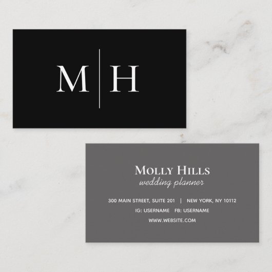 Monogram, Minimalistisch Modern Line Initial Monog Visitenkarte (Vorne/Hinten)