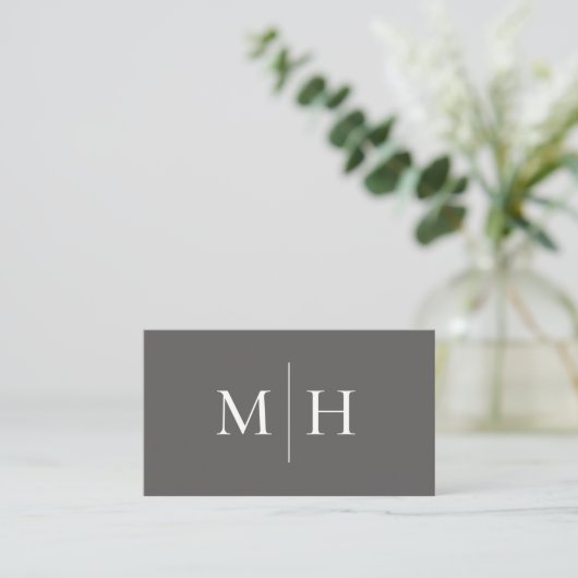 Monogram Minimalistisch Modern Line Initials Gray Visitenkarte (Stehend Vorderseite)