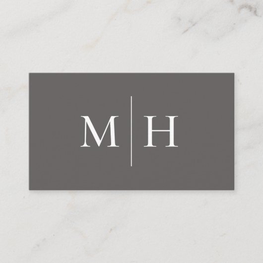 Monogram Minimalistisch Modern Line Initials Gray Visitenkarte (Vorderseite)