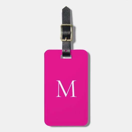 Monogram Minimalistisch Modern Magenta Gepäckanhänger (Vorderseite vertikal)