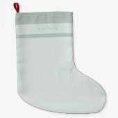 Monogram Minimalistisch Modern Pastell Green Name Großer Weihnachtsstrumpf (Vorderseite)