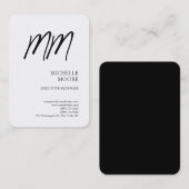 Monogram Minimalistisch Modern Schlicht White Visitenkarte (Vorne/Hinten)
