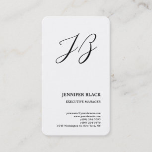 Monogram Minimalistisch Modern Schlicht White Visitenkarte