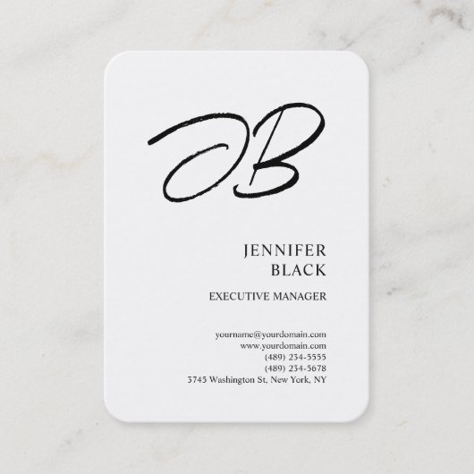 Monogram Minimalistisch Modern Schlicht White Visitenkarte (Vorderseite)