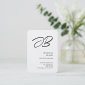 Monogram Minimalistisch Modern Schlicht White Visitenkarte (Stehend Vorderseite)