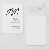 Monogram Minimalistisch Modern Schlicht White Visitenkarte (Vorne/Hinten)