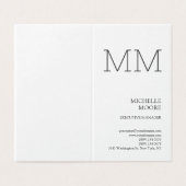 Monogram Minimalistisch Modern Schlicht White Visitenkarten (Außenseite Aufgefaltet)