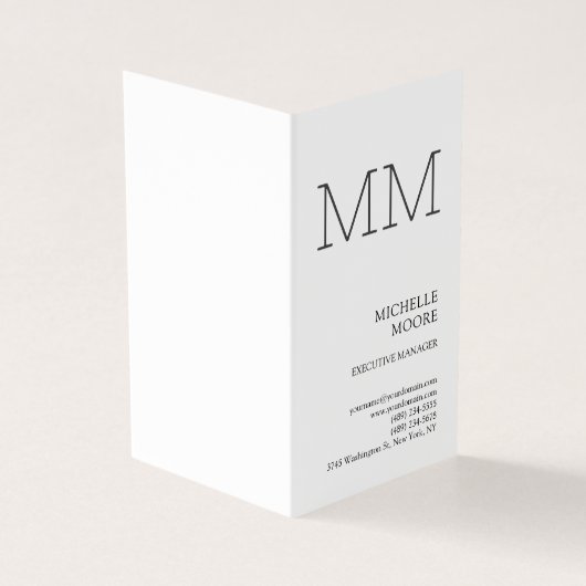 Monogram Minimalistisch Modern Schlicht White Visitenkarten (Vorderseite)