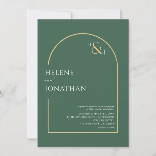 Monogram Minimalistisch Moderne Hochzeit Einladung (Vorderseite)
