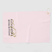 Monogram Minimalistisch Pastel Pink Gold Black Sti Golfhandtuch (Horizontal)