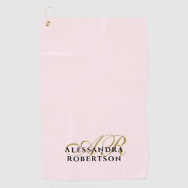 Monogram Minimalistisch Pastel Pink Gold Black Sti Golfhandtuch