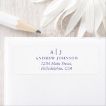 Monogram Minimalistisch Periwinkle-Rücksendeadress