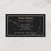 Monogram Minimalistisch Rustic Black Gold Marmor Visitenkarte (Rückseite)