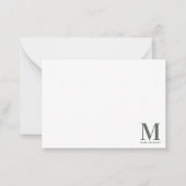 Monogram Minimalistisch Sage Green Script Mitteilungskarte (Vorderseite)