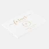 Monogram Minimalistisch Simple Gold and White Wedd Gästebuch (Ecke)