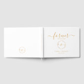 Monogram Minimalistisch Simple Gold and White Wedd Gästebuch (Voll)