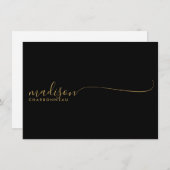 Monogram Minimalistisch Simple Gold Black Mitteilungskarte (Vorne/Hinten)