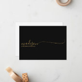 Monogram Minimalistisch Simple Gold Black Mitteilungskarte (Vorderseite/Rückseite Beispiel)