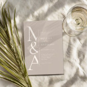 Monogram Minimalistisch Taupe Beige Moderne Hochze Einladung