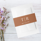 Monogram Minimalistisch Terracotta Wedding Einladungsbanderole