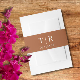 Monogram Minimalistisch Terracotta Wedding Einladungsbanderole