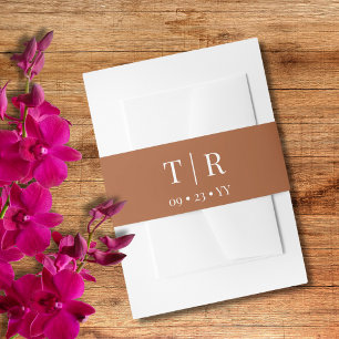 Monogram Minimalistisch Terracotta Wedding Einladungsbanderole