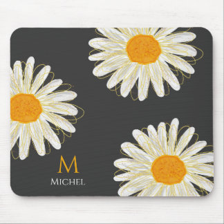 Monogram Minimalistisch Watercolol Chamomiles Mousepad