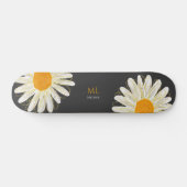 Monogram Minimalistisch Watercolol Chamomiles Skateboard (Horizontal)