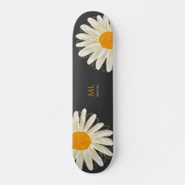 Monogram Minimalistisch Watercolol Chamomiles Skateboard