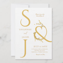 Monogram Minimalistisch White and Gold Moderne Hoc