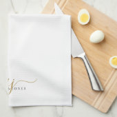 Monogram Minimalistisch White Geschirrtuch (Viertel Falte)