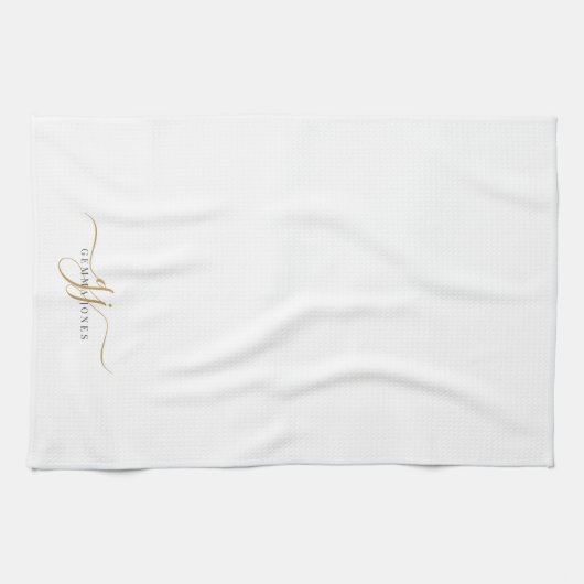 Monogram Minimalistisch White Geschirrtuch (Horizontal)
