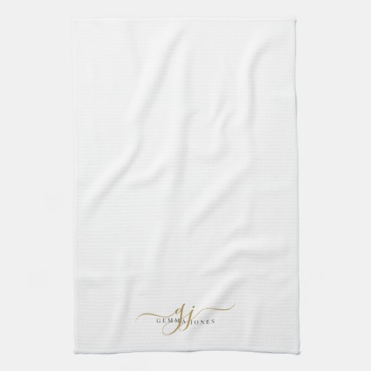 Monogram Minimalistisch White Geschirrtuch (Vertikal)