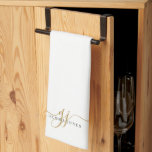 Monogram Minimalistisch White Geschirrtuch<br><div class="desc">Ein schicker,  moderner,  goldfarbener schwarzer Monogramm auf weißem Küchentuch,  mit einem dramatischen Drehbuch,  das zuerst mit Swashes und Ihrem vollständigen Namen in einem modernen Serifentyp beginnt,  post it notes. Einfache Eleganz.</div>