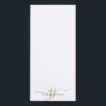Monogram Minimalistisch White Magnetischer Notizblock<br><div class="desc">Ein schicker,  moderner goldfarbener schwarzer Monogramm auf weiß,  mit einem dramatischen Skript,  das mit Swashes beginnt und Ihren vollen Namen in einem modernen Serifentyp,  Magnetnotepad. Einfache Eleganz.</div>