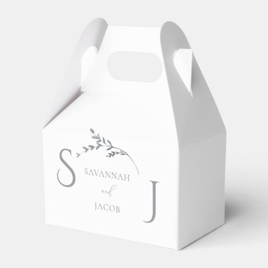 Monogram Minimalistisch White & Silver Moderne Hoc Geschenkschachtel (Rückseite)