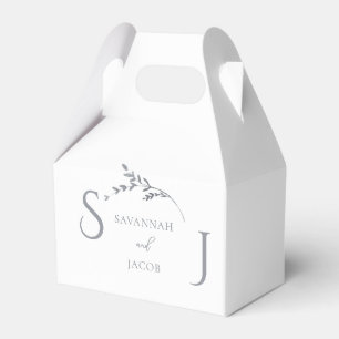 Monogram Minimalistisch White & Silver Moderne Hoc Geschenkschachtel