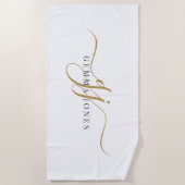 Monogram Minimalistisch White Strandtuch (Vorderseite)