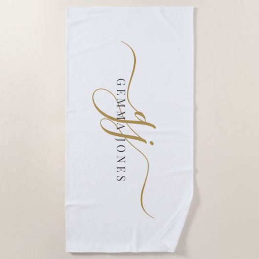 Monogram Minimalistisch White Strandtuch (Vorderseite)