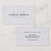 Monogram Minimalistisch White Texture Visitenkarte (Vorne/Hinten)