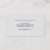 Monogram Minimalistisch White Texture Visitenkarte (Rückseite)