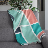 Monogram Mint and Coral Geometric Art Fleecedecke